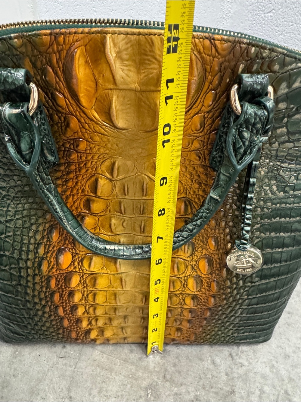 Brahmin Duxbury Bayleaf Ombré Green and Amber Croc-Embossed Leather Satchel - Picture 11 of 12